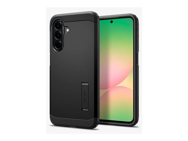 Spigen Tough Armor - Baksidesskydd för mobiltelefon - termoplastisk polyuretan (TPU), polykarbonat (PC), stötskum - svart - för Samsung Galaxy A56