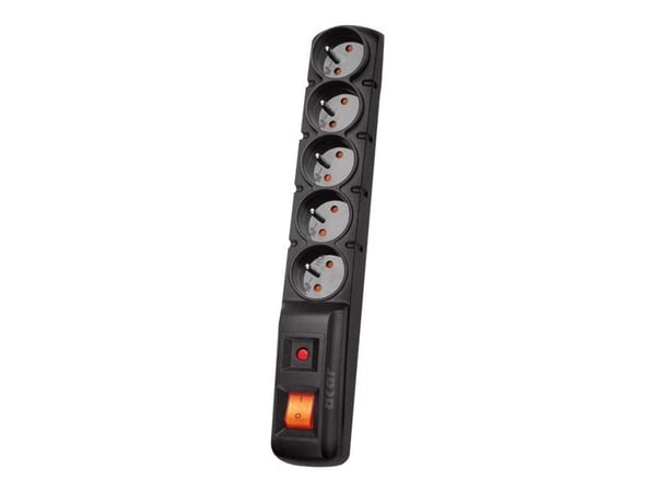 acar F5 - Överspänningsskydd - AC 230 V - 2300 watt - utgångskontakter: 5 - 5 m sladd - svart