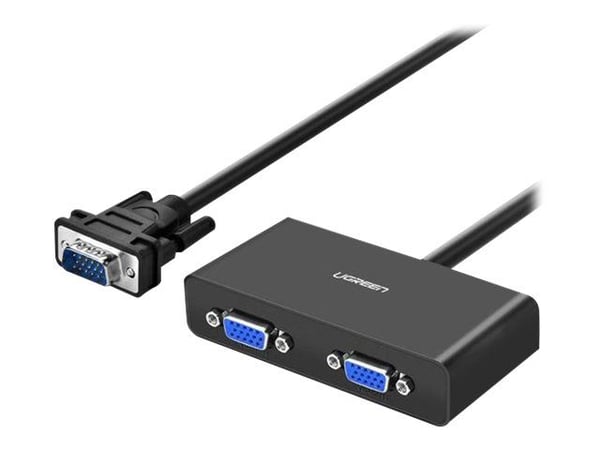 Ugreen - VGA-splitter - HD-15 (VGA) (hann) til HD-15 (VGA), Micro-USB type B (hunn) - 5 V - 25 m - tommelskruer - svart Ugreen - VGA-splitter - HD-15 (VGA) (hann) til HD-15 (VGA), Micro-USB type B (hunn) - 5 V - 25 m - tommelskruer - svart