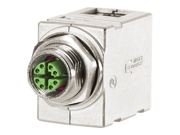 METZ CONNECT MWN911A415, M12-RJ45, hopea, kulmikas, Cat6a, IP67, 46,4 mm