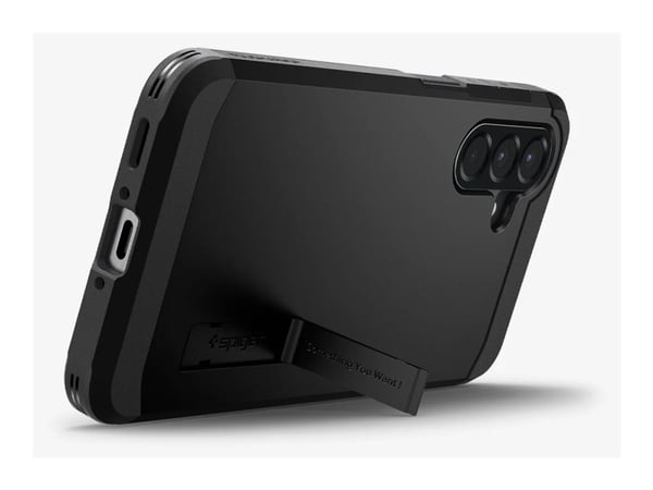 Spigen Tough Armor - Baksidesskydd för mobiltelefon - termoplastisk polyuretan (TPU), polykarbonat (PC), stötskum - svart - för Samsung Galaxy A56