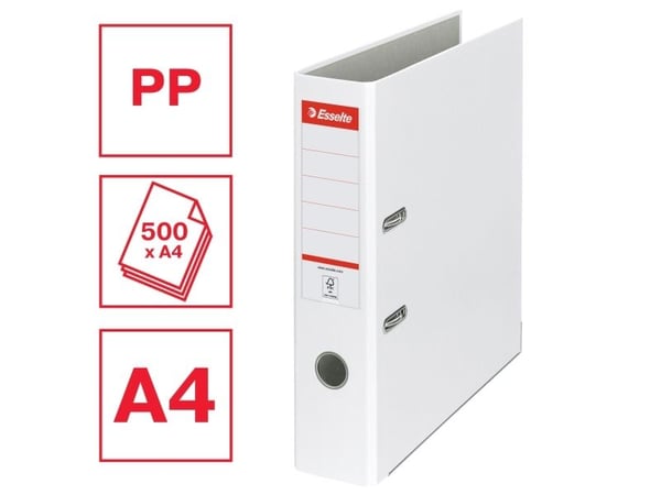 Esselte Essentials mappi, 30% kierrätettyä PP-materiaalia, A4, Muovi, Harmaa, 500 arkkia, 7,5 cm, 290 mm
