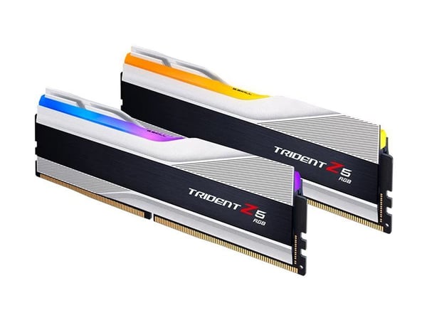G.Skill Trident Z5 RGB - DDR5 - sett - 32 GB: 2 x 16 GB - DIMM 288-pin - 6000 MHz / PC5-48000 - CL32 - 1.35 V - ikke-bufret - ikke-ECC - metallic sølv