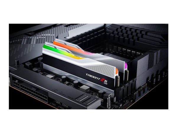 G.Skill Trident Z5 RGB - DDR5 - sett - 32 GB: 2 x 16 GB - DIMM 288-pin - 6000 MHz / PC5-48000 - CL32 - 1.35 V - ikke-bufret - ikke-ECC - metallic sølv