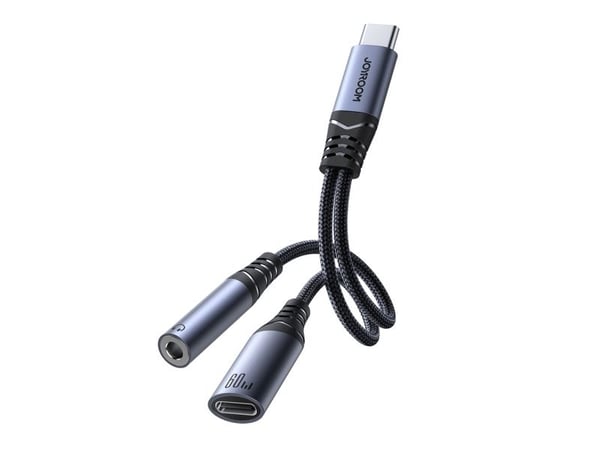 USB-C til 3,5 mm / USB-C lydkabel Joyroom SY-C02, 0,14 m, svart
