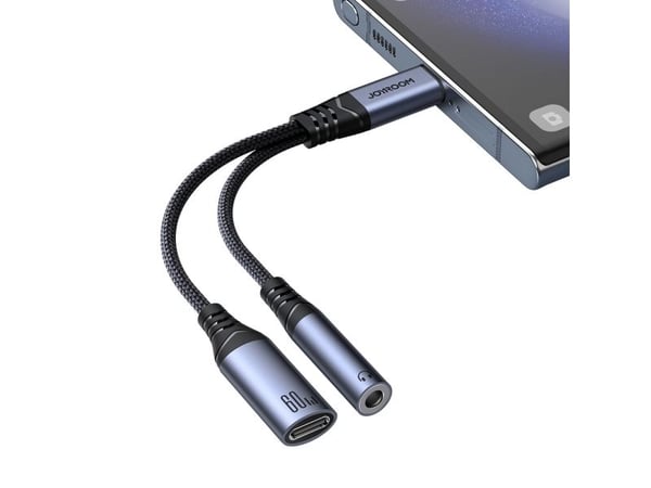 USB-C til 3,5 mm / USB-C lydkabel Joyroom SY-C02, 0,14 m, svart