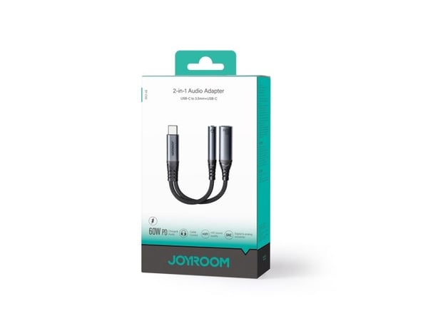 USB-C til 3,5 mm / USB-C lydkabel Joyroom SY-C02, 0,14 m, svart