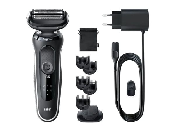 Braun Series 5 51-W1500s, Folierakapparat, Svart, Rostfritt stål, Knappar, Laddning, Hastighet, Batteri