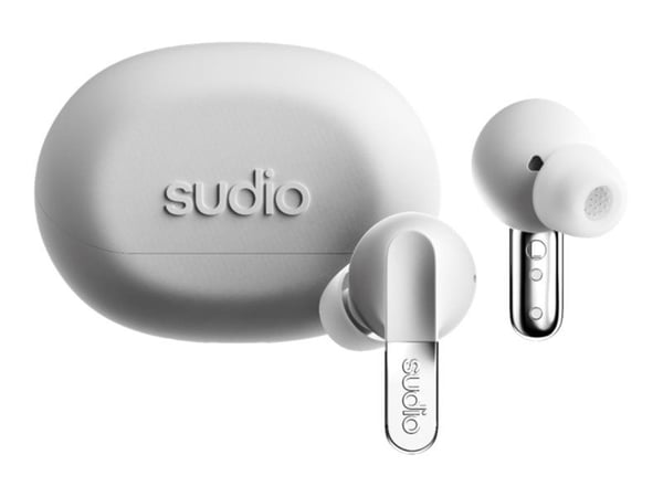 Sudio N3 Pro - True wireless-hörlurar med mikrofon - inuti örat - Bluetooth - aktiv brusradering - vit krom