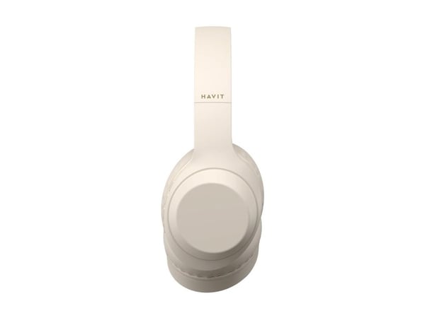 Havit H628BT - Hörlurar med mikrofon - på örat - Bluetooth - trådlös, kabelansluten - 3,5 mm kontakt - beige