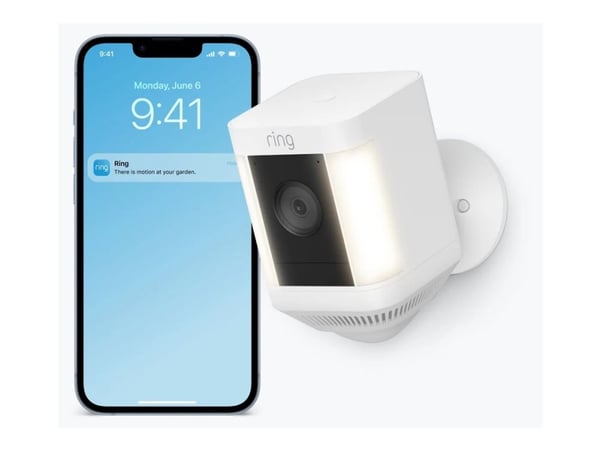 Ring Spotlight Cam Plus Battery - Nätverksövervakningskamera - utomhusbruk - vädertålig - färg (Dag&Natt) - 1080p - ljud - trådlös - Wi-Fi