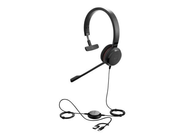 Jabra Evolve 20SE UC mono - Headset - på örat - kabelansluten - USB-C, USB-A - ljudisolerande - Certifierad för Microsoft-teams