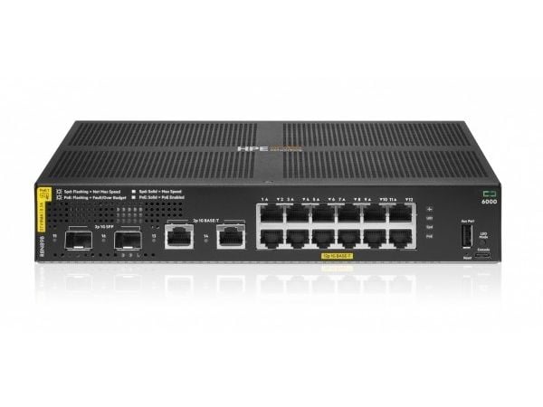 HPE Aruba Networking CX 6000 12p 10M/100M/1G Class4 PoE 2p SFP 1G 139W Switch - Switch - Administrerad - 12 x 10/100/1000 (PoE+) + 2 x gigabit SFP ...
