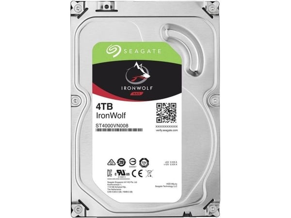 Seagate IronWolf ST4000VN008 - Hårddisk - 4 TB - inbyggd - 3.5" - SATA 6Gb/s - 5900 rpm - buffert: 64 MB