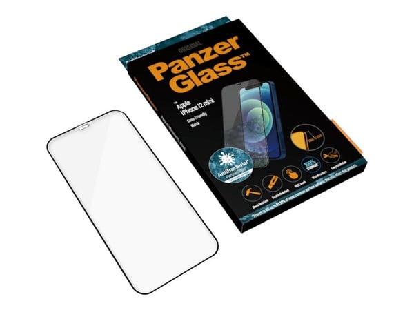 PanzerGlass - Skärmskydd för mobiltelefon - glas - 5.4" - ramfärg svart - för Apple iPhone 12 mini