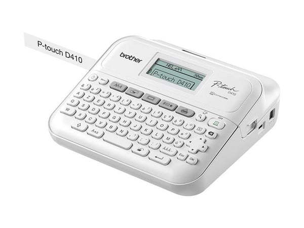 Brother P-Touch PT-D410VP - tarrakirjoitin - mustavalkoinen - lämpösiirto - 18 mm leveys - 180 dpi - jopa 20 mm/s - USB - leikkuri - tulostuksen es...