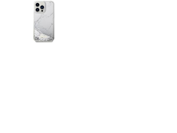Guess GUHCP14XLCSGSGH iPhone 14 Pro Max 6,7" hårt skal i vit Liquid Glitter Marble
