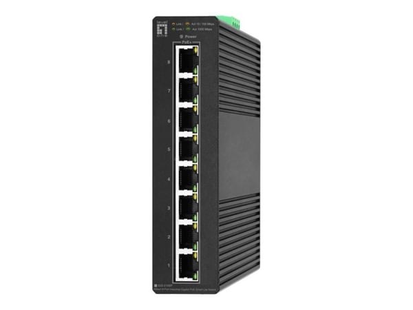 LevelOne Hilbert IGS-2108P - Switch - industrial, lite, 802.3af/at, -40°C to 75°C - smart - 8 x 10/100/1000 - DIN-skenmonterbar - PoE+ (112 W)
