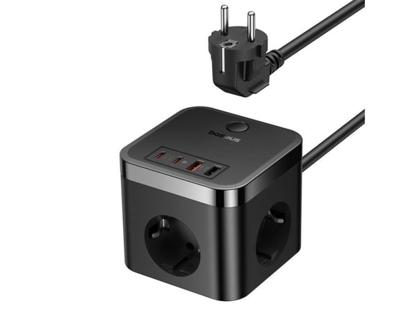 Baseus PowerCombo 3AC+2U+2C 30W seinälaturi, 1.5m (musta)