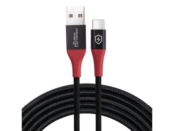 USB MicroConnect-kabel USB-A till USB-C 1,5 m svart (Safe Charge USB-A till C Data)