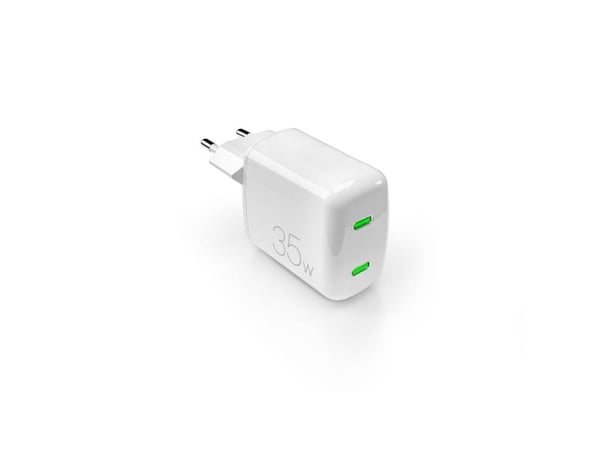 PURO MiniPro seinälaturi GaN - Virtalaturi 2 x USB-C 35W PD (valkoinen)