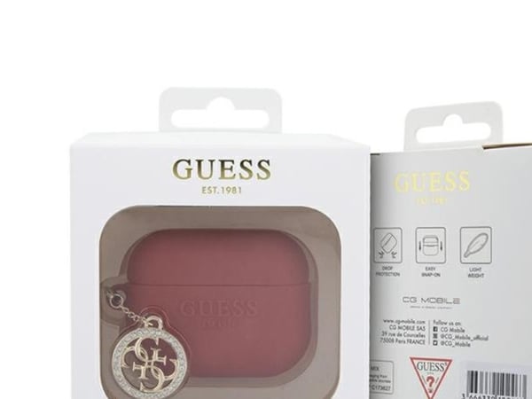 Guess Kotelo AirPods Pro 2 GUAP23DSLGHDF fuksia silikoni 4G Diamond Charm