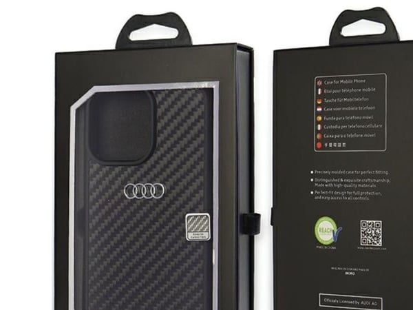 Deksel Audi Carbon Fiber iPhone 14 Pro 6.1" svart/svart hardcase AU-TPUPCIP14P-R8/D2-BK