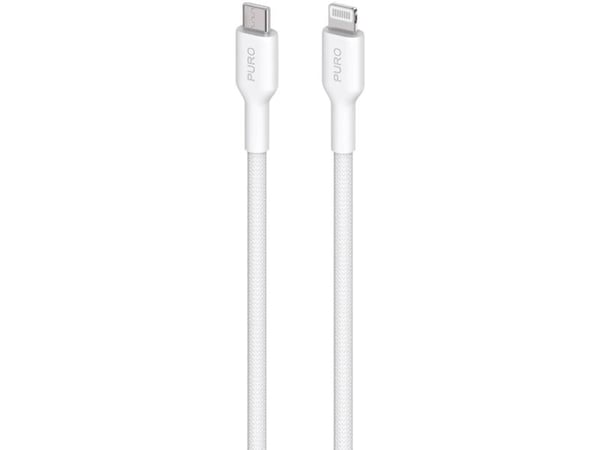 PURO PUCAPLTUSBCFABK4WHI, 1,2 m, USB C, Lightning, Hankjønn, Hankjønn, Hvit