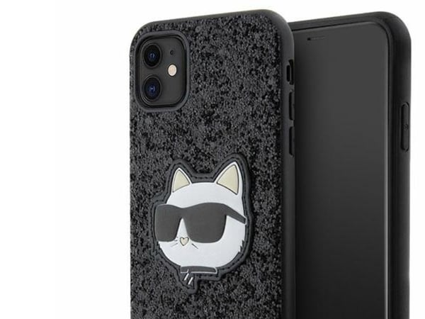 Karl Lagerfeld KLHCN61G2CPK Apple iPhone 11/Xr 6,1" svart hårt skal Glitter Choupette Patch