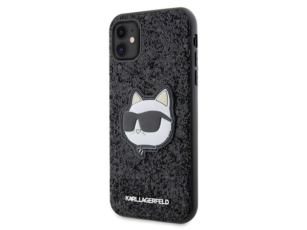 Karl Lagerfeld KLHCN61G2CPK Apple iPhone 11/Xr 6,1" svart hårt skal Glitter Choupette Patch