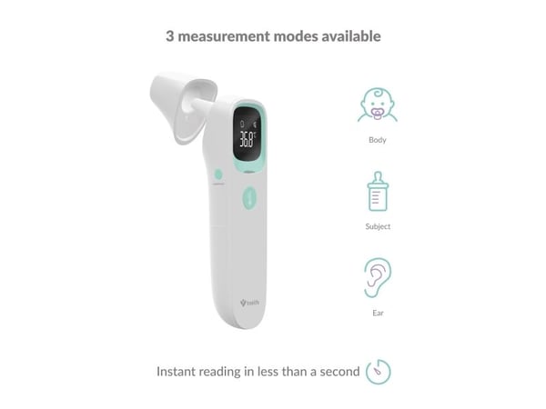 TrueLife Care Q10 BT, Beröringsfri termometer, Vit, Öra, Panna, Knappar, °C, °F, Kroppstemperatur, Yttemperatur