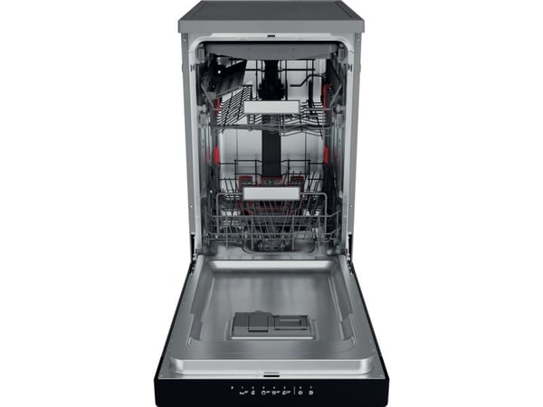 Whirlpool WSFO 3O23 PF X, Frittstående, Slimline (45 cm), Rustfritt stål, Svart, Knapper, Sensor, LED