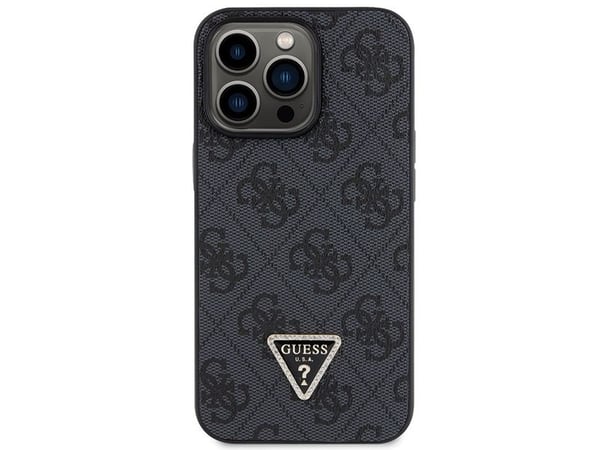 Originalt frontpaneldeksel GUESS GUHCP13LP4TDSCPK for iPhone 13 PRO (Metal Logo Stars Crossbody / Svart)