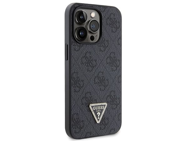 Originalt frontpaneldeksel GUESS GUHCP13LP4TDSCPK for iPhone 13 PRO (Metal Logo Stars Crossbody / Svart)