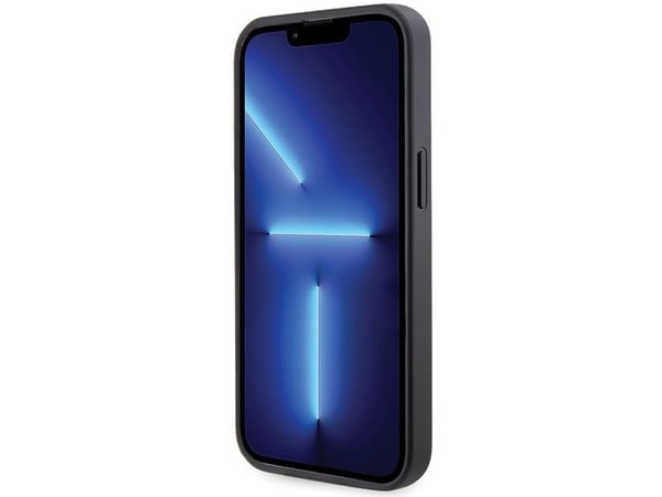 Originalt frontpaneldeksel GUESS GUHCP13LP4TDSCPK for iPhone 13 PRO (Metal Logo Stars Crossbody / Svart)