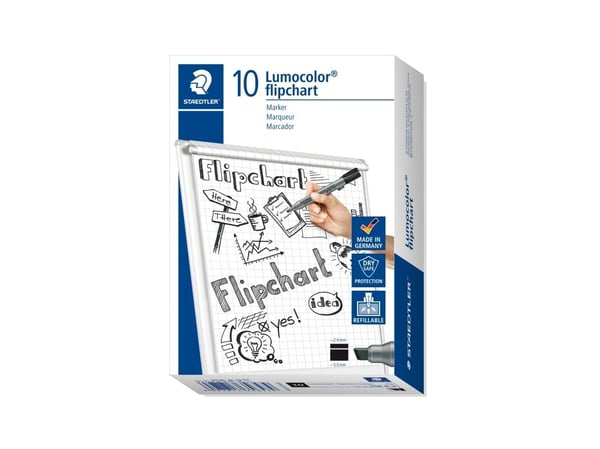 STAEDTLER Lumocolor blädderblockspenna 356B, svart Linjebredd: 2,0 - 5,0 mm, kilspets, påfyllningsbar (356 B-9)