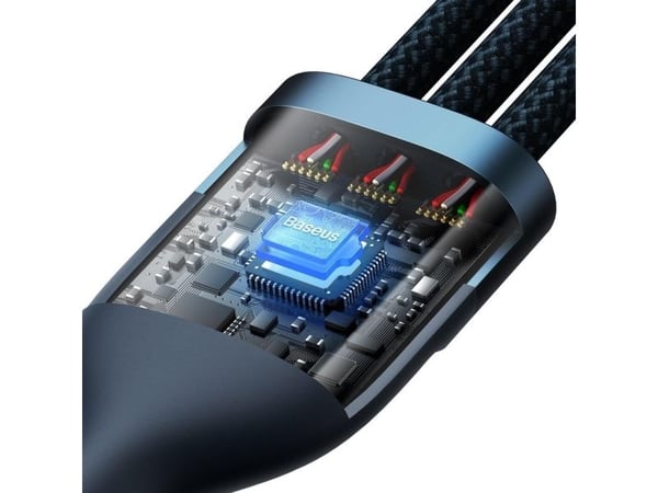 USB-kabel Baseus USB-A + USB-C - USB-C + microUSB + Lightning 1,2 m marineblå (CASS030103)