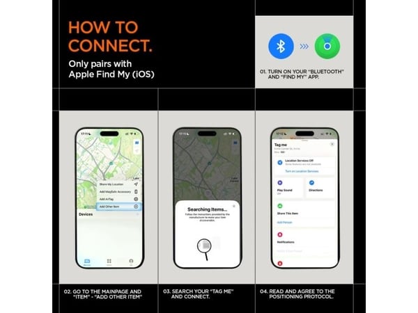 Spigen TagMe, Henkilökohtainen, Etsin, musta, CR1632, Litium, iOS