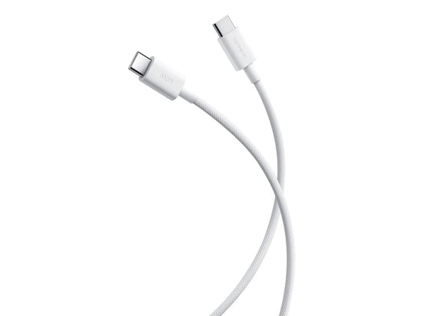 Xiaomi - USB-kabel - USB-C (hane) till USB-C (hane) - 3 A - 1 m - braided, Snabbladdning upp till 60 W, flexibel - vit