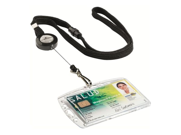 Lanyards med yoyo DURABLE 822301, 80 cm utdrag, svart, 10-pack