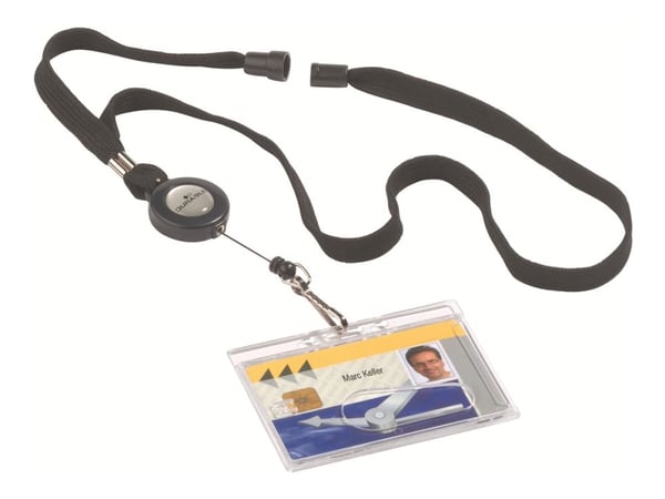 Lanyards med yoyo DURABLE 822301, 80 cm utdrag, svart, 10-pack