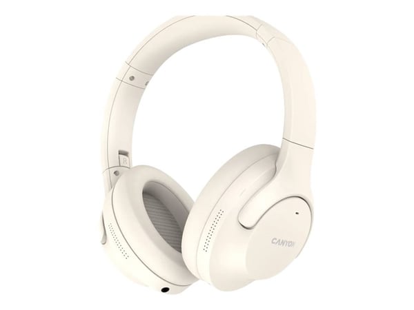 Canyon OnRiff 10 - Hodetelefoner med mikrofon - full størrelse - Bluetooth - kablet, trådløs - aktiv støydemping - 3,5 mm jakk - beige