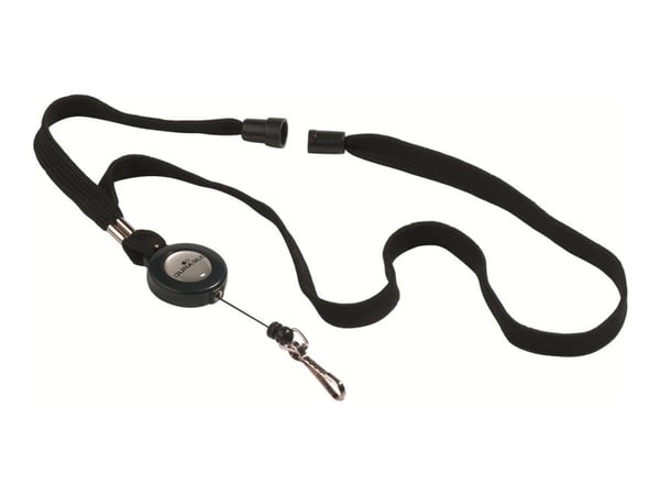 Lanyards med yoyo DURABLE 822301, 80 cm utdrag, svart, 10-pack