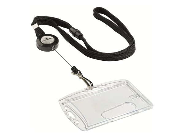 Lanyards med yoyo DURABLE 822301, 80 cm utdrag, svart, 10-pack