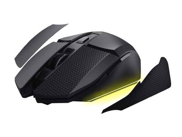Trust GXT 122 Felox+ - Mus - optisk - 6 knapper - trådløs, kablet - Bluetooth, 2.4 GHz - USB trådløs mottaker - svart