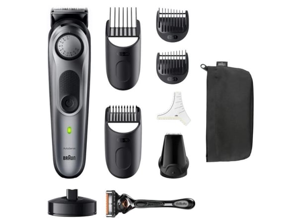 Braun BeardTrimmer 7 BT7420, Vaskbar, Batteri, Sølv