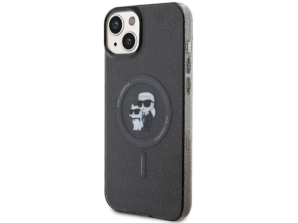 Apple iPhone 15 Karl Lagerfeld-kåpa Karl&Choupette Glitter MagSafe svart (KLHMP15SHGKCNOK)