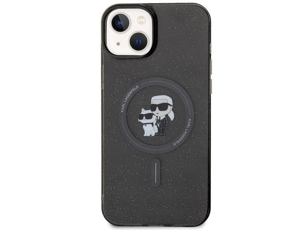 Apple iPhone 15 Karl Lagerfeld-kåpa Karl&Choupette Glitter MagSafe svart (KLHMP15SHGKCNOK)