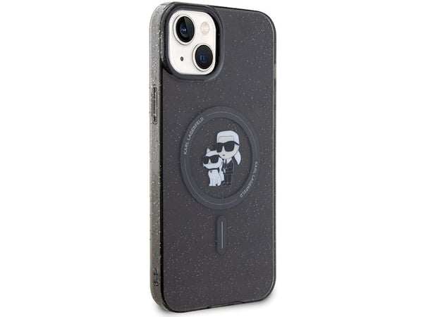 Apple iPhone 15 Karl Lagerfeld-kåpa Karl&Choupette Glitter MagSafe svart (KLHMP15SHGKCNOK)