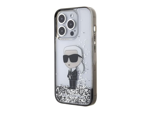 iPhone 15 Pro - gjennomsiktig Karl Lagerfeld Liquid Glitter Ikonik-deksel
